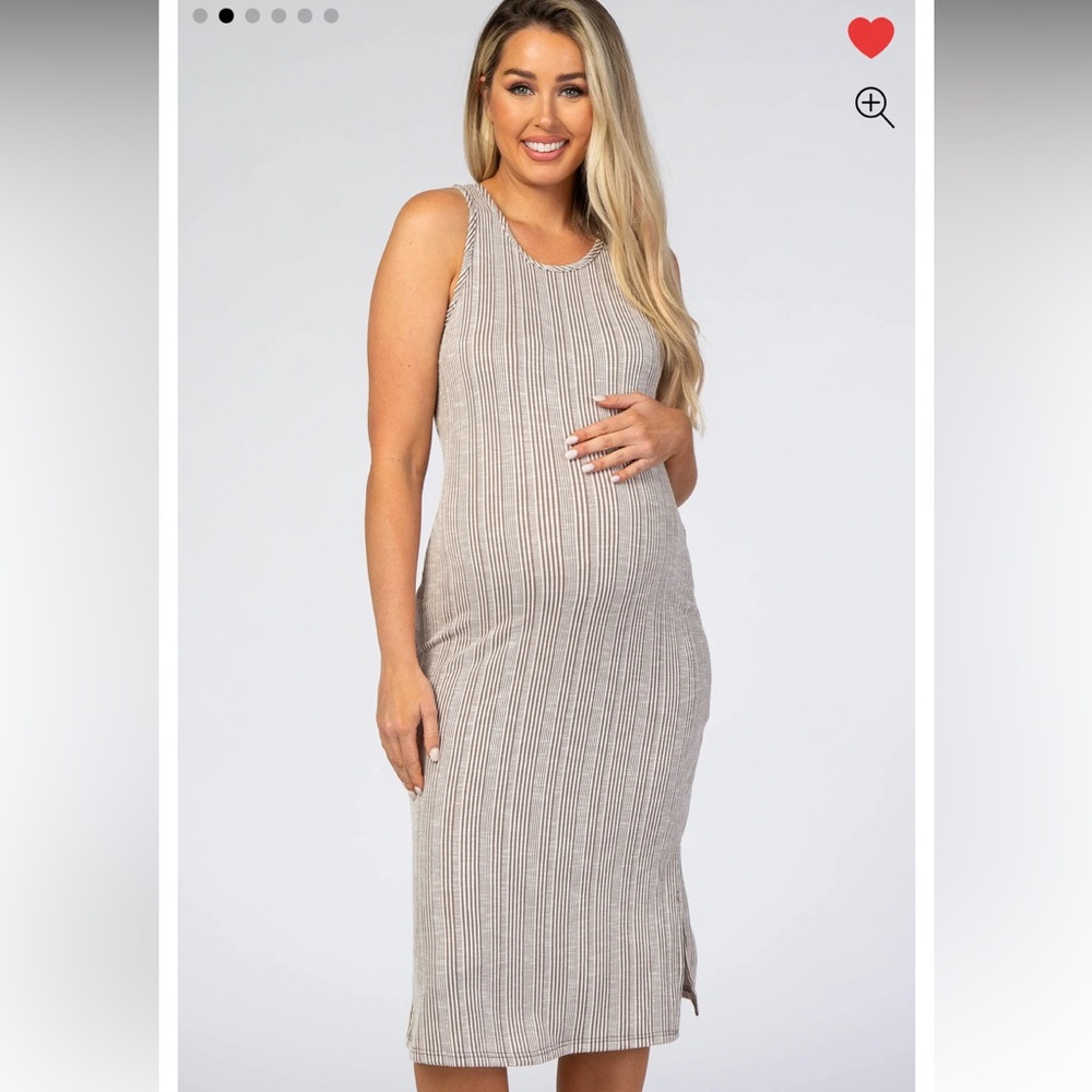 Pinkblush Beige Striped Midi Dress